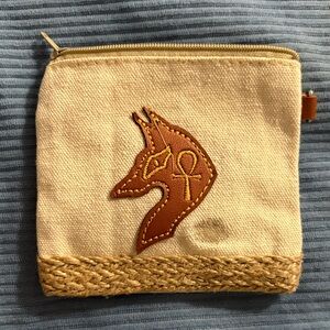 Tan Canvas Pouch with Brown Anubis Design